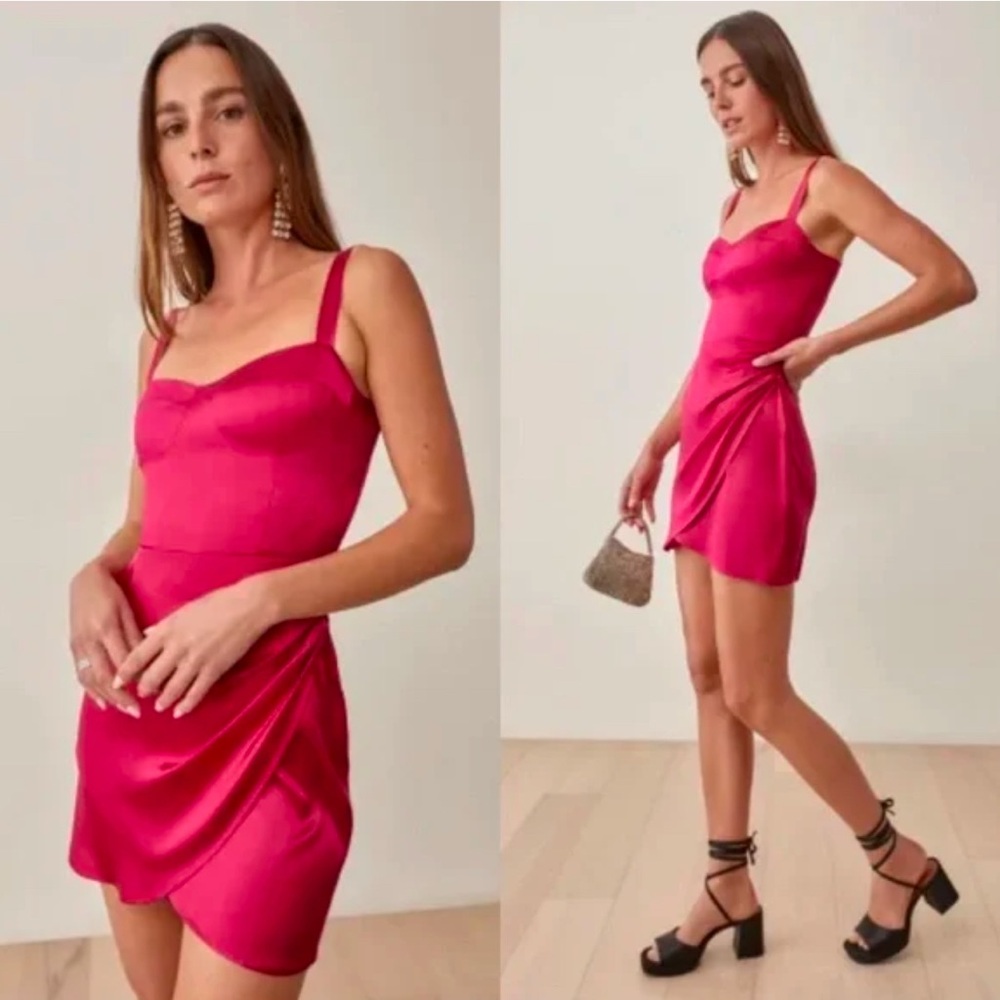 Reformation Rhubarb Fonda Silk Dress Size 6